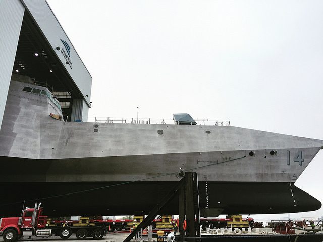 Future USS Manchester rolls out of Austal USA’s assembly bay