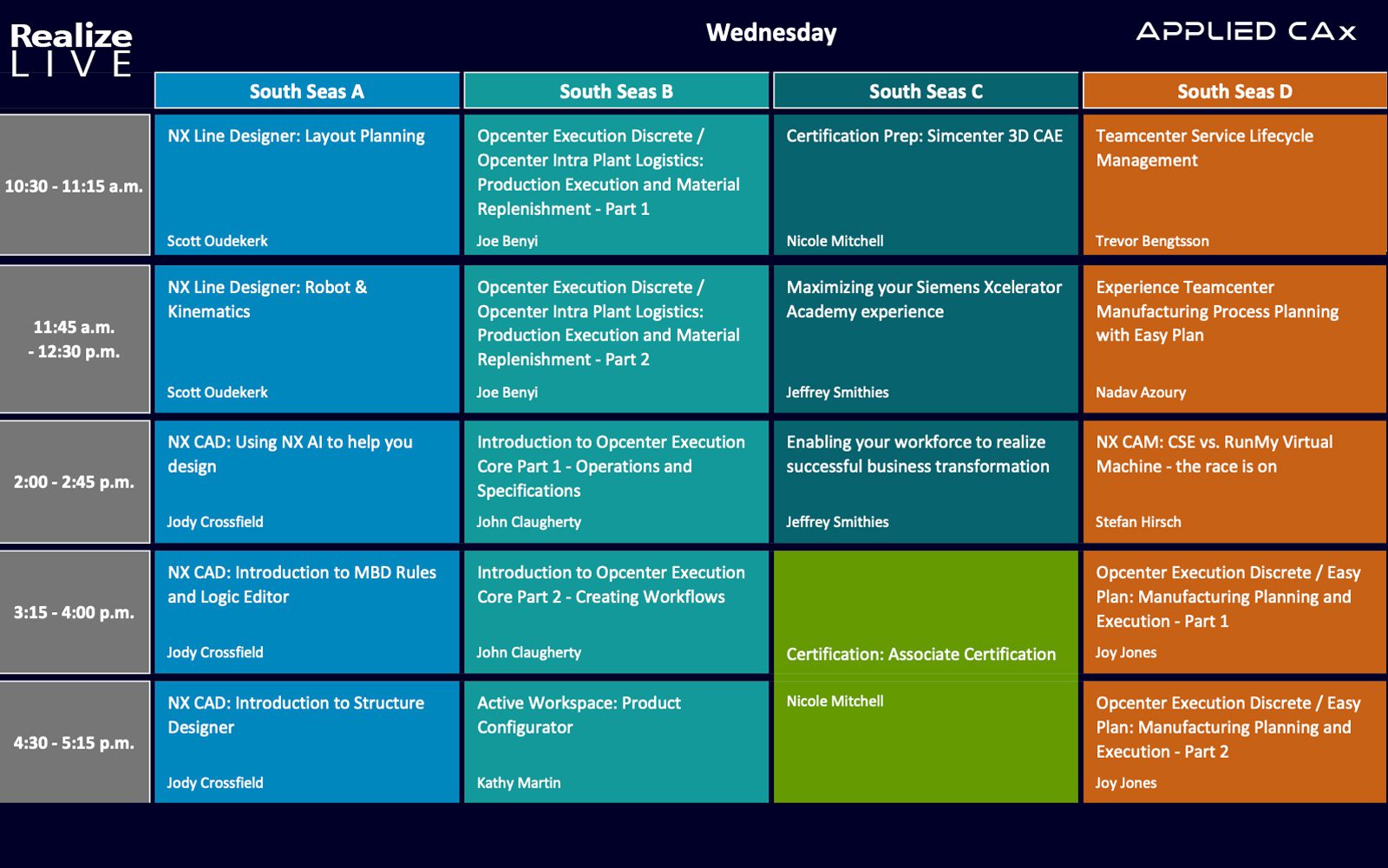 realize live training agenda wednesday